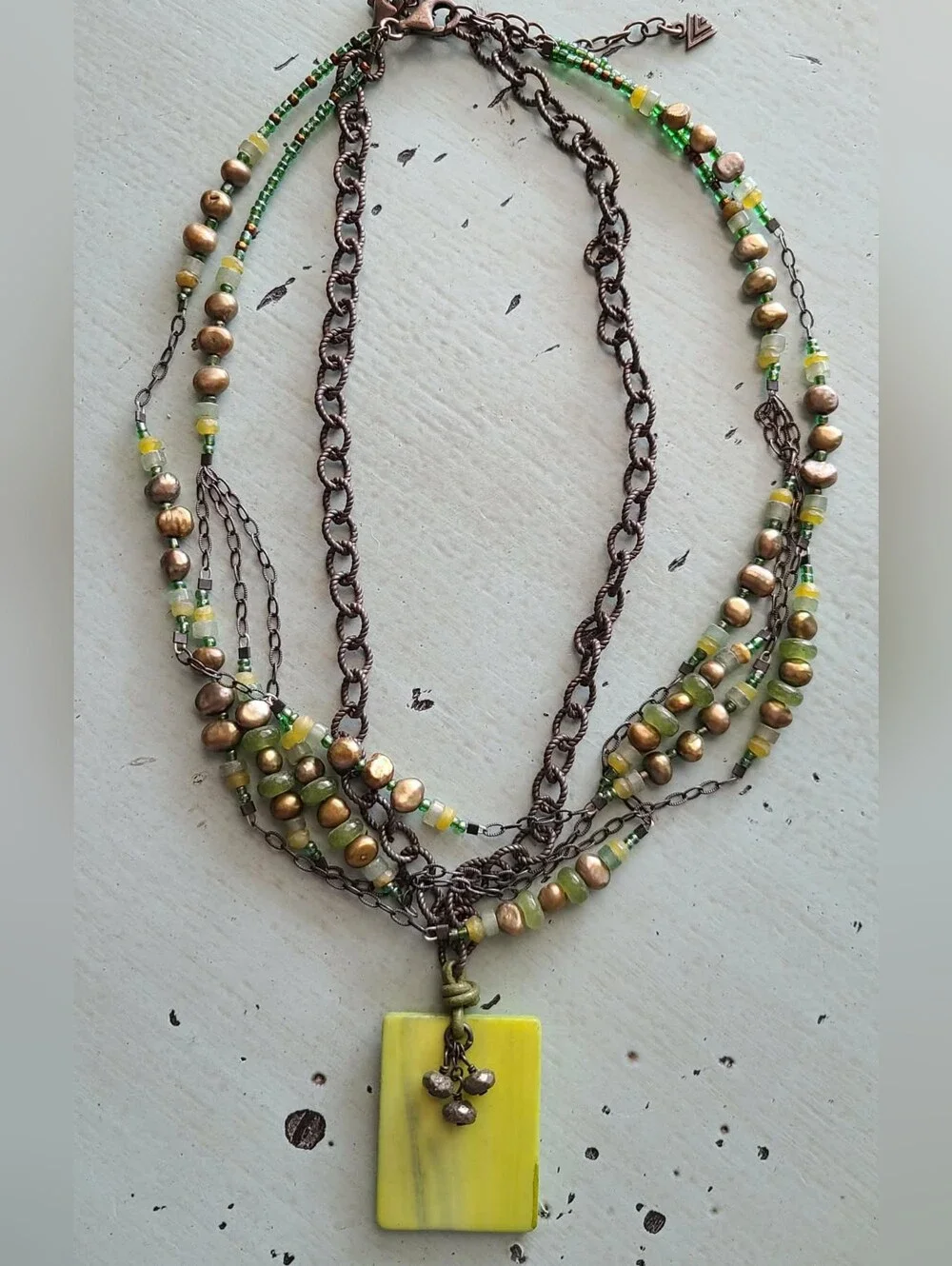 Silpada Multi-Strand Green & Silver Beaded and Pendant Necklace Set - Picture 1 of 3